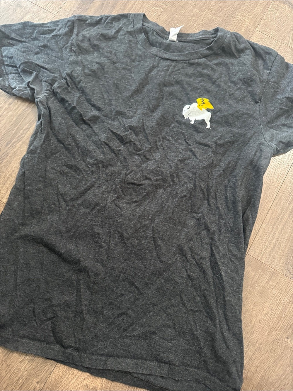 Charcoal Gray Tee with Yellow White Buffalo Graphic